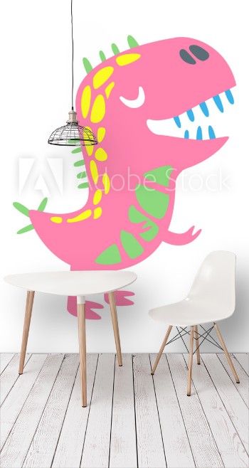 Picture of Colorful funny dinosaur Prehistoric animal character vector Illustration